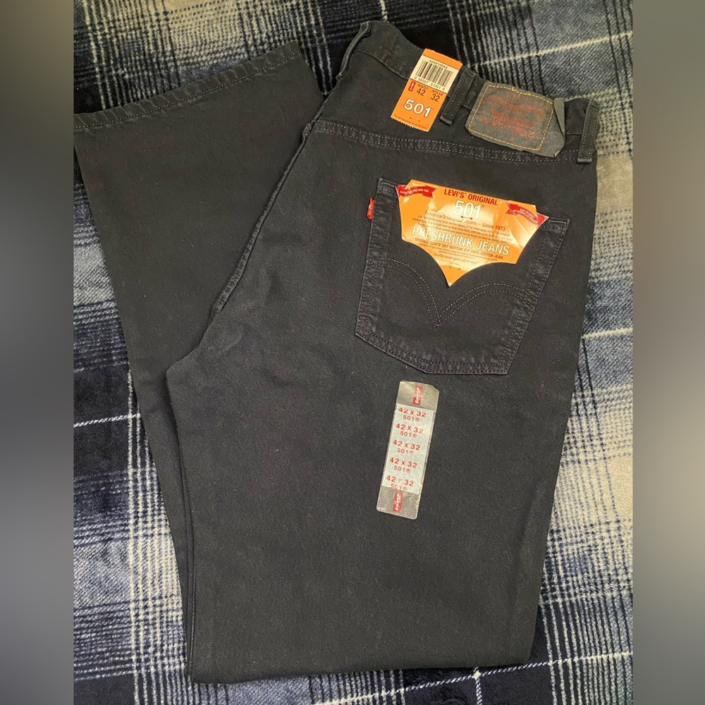 👖Vintage Levi's® Men's 501® Original Fit Straight Leg Jeans - Navy - Size 42x32